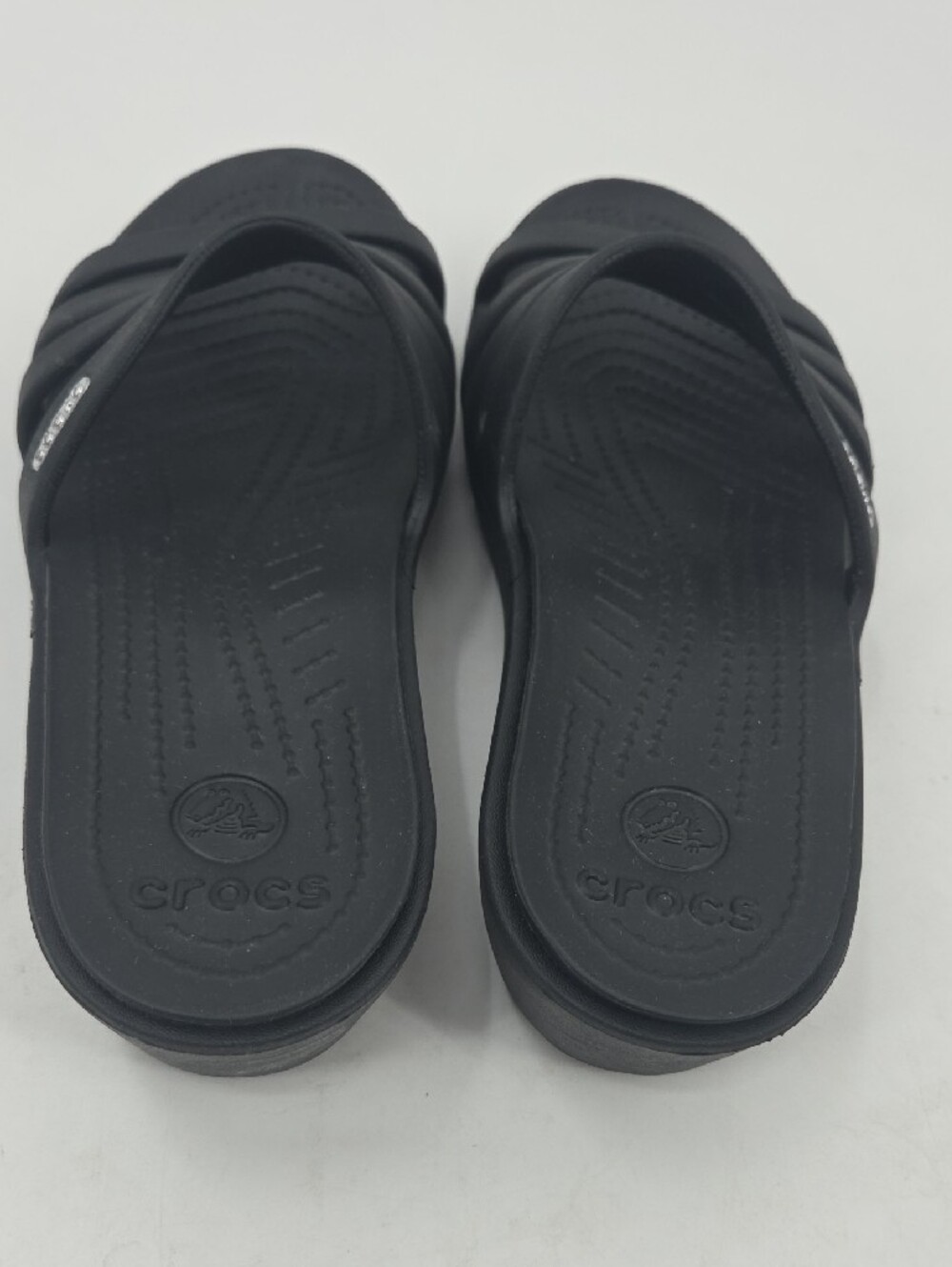 Black CROCS Strappy Slide Sandals - Picture 14 of 16